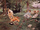 Emilio Sala y Frances Elegant figures in a Summer Garden painting